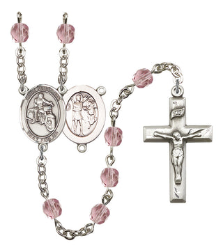 Saint Sebastian and Motorcycle Rosary with Light Amethyst Beads