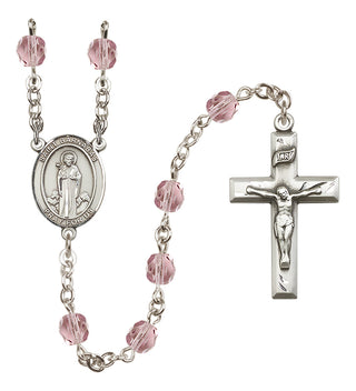 Silver Plated 6mm Fire Polished Saint Barnabas Rosary in Light Amethyst