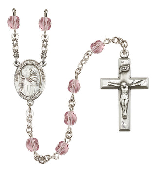 Silver Plated 6mm Fire Polished Saint John of the Cross Rosary in Light Amethyst