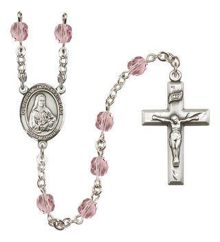 Silver Plated 6mm Fire Polished Our Lady of the Railroad Rosary in Light Amethyst