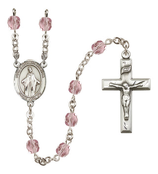 Silver Plated 6mm Fire Polished Our Lady of Africa Rosary in Light Amethyst