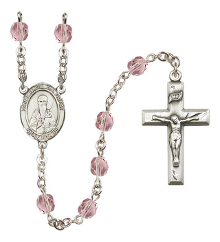 Silver Plated 6mm Fire Polished Saint Basil the Great Rosary in Light Amethyst