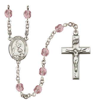 Silver Plated 6mm Fire Polished Saint James the Lesser Rosary in Light Amethyst