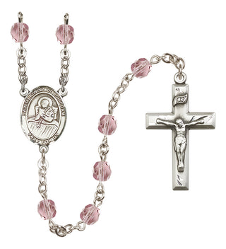 Silver Plated 6mm Fire Polished Saint Lidwina of Schiedam Rosary in Light Amethyst