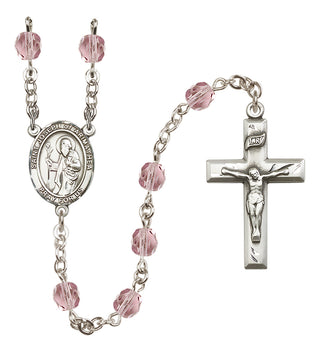 Silver Plated 6mm Fire Polished Saint Joseph of Arimathea Rosary in Light Amethyst
