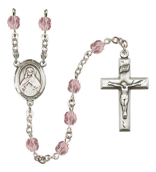 Silver Plated 6mm Fire Polished Saint Olivia Rosary in Light Amethyst