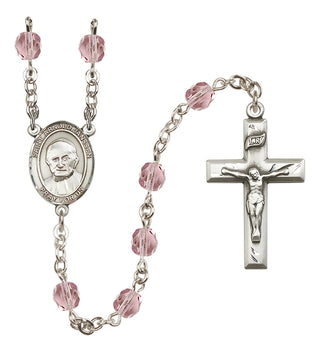 Silver-Plated 6mm Saint Arnold Janssen  Engraved Catholic Rosaries