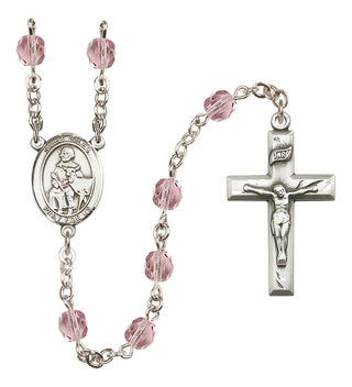 Silver Plated 6mm Fire Polished Saint Giles Rosary in Light Amethyst