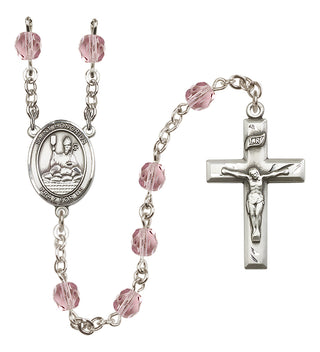 Silver-Plated 6mm Saint Honorius of Amiens  Engraved Catholic Rosaries
