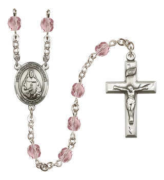 Silver Plated 6mm Fire Polished Saint Theodora Rosary in Light Amethyst