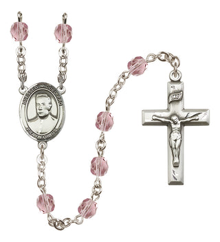 Silver Plated 6mm Fire Polished Blessed Miguel Pro Rosary in Light Amethyst