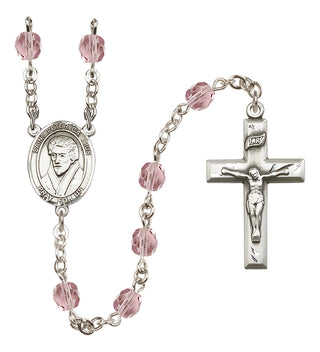 Silver Plated 6mm Fire Polished Saint Peter Canisius Rosary in Light Amethyst