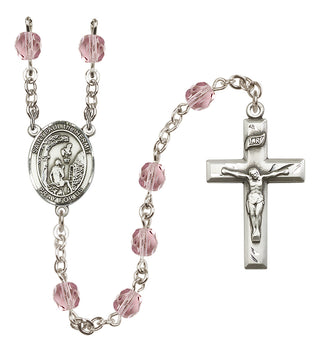 Silver Plated 6mm Fire Polished Saint Paul the Hermit Rosary in Light Amethyst