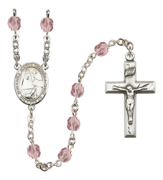 Silver Plated 6mm Fire Polished Saint Jeanne Chezard de Matel Rosary in Light Amethyst