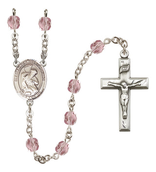 Silver Plated 6mm Fire Polished Blessed Herman the Cripple Rosary in Light Amethyst