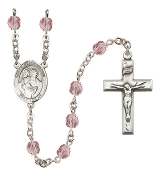 Silver Plated 6mm Fire Polished Saints Peter & Paul Rosary in Light Amethyst