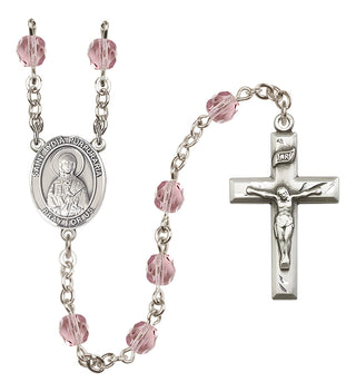 Silver-Plated 6mm Saint Lydia Purpuraria  Engraved Catholic Rosaries