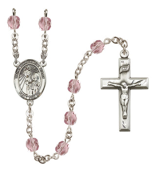 Silver Plated 6mm Fire Polished Saint Margaret Mary Alacoque Rosary in Light Amethyst