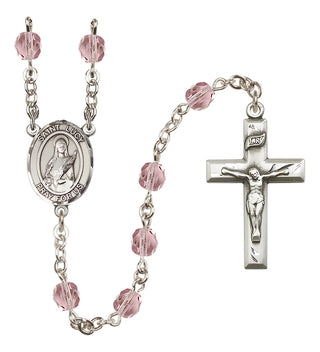 Silver Plated 6mm Fire Polished Saint Lucy Rosary in Light Amethyst