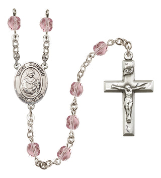 Silver Plated 6mm Fire Polished Saint Norbert of Xanten Rosary in Light Amethyst