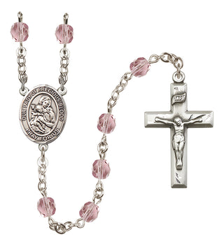 Silver Plated 6mm Fire Polished Our Lady of the Precious Blood Rosary in Light Amethyst