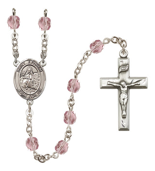 Silver Plated 6mm Fire Polished Saint Ephrem Rosary in Light Amethyst