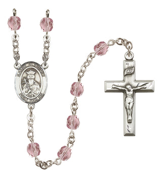 Silver Plated 6mm Fire Polished Saint Vladimir Rosary in Light Amethyst
