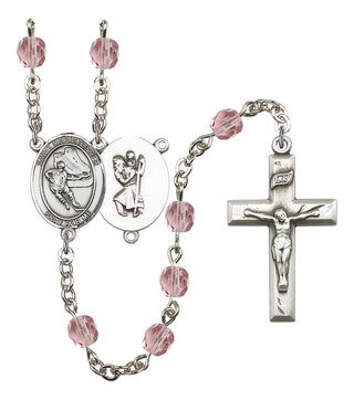 Saint Christopher and Hockey Rosary with Light Amethyst Beads