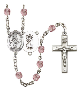 Saint Christopher and Tennis Rosary with Light Amethyst Beads