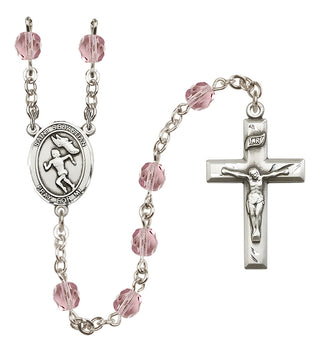 Silver-Plated 6mm Saint Sebastian /Track&Field-Women Rosary