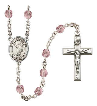 Silver-Plated 6mm Saint Sebastian/Lacrosse Rosary