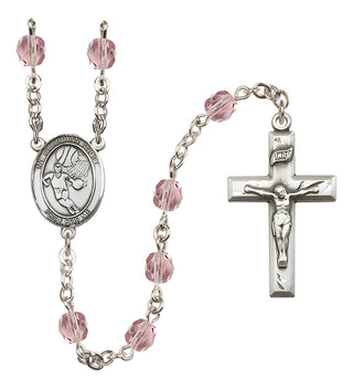 Silver-Plated 6mm Guardian Angel/Basketball Rosary