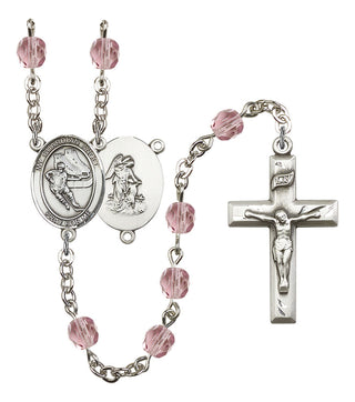 Guardian Angel and Hockey Rosary with Light Amethyst Beads