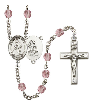 Guardian Angel and Wrestling Rosary with Light Amethyst Beads