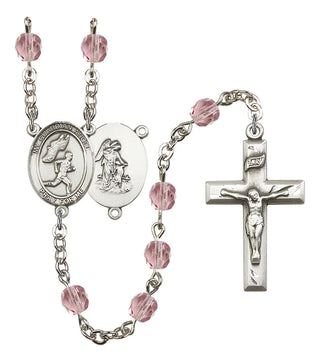 Guardian Angel and Men's Track & Field Rosary with Light Amethyst Beads