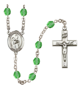 Silver Plated 6mm Fire Polished Saint Bernadette Rosary in Peridot