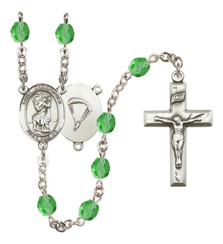 Silver-Plated 6mm Saint Christopher / Paratrooper Rosary
