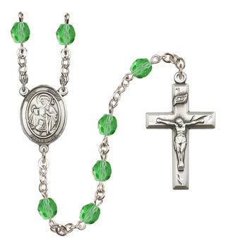 Silver Plated 6mm Fire Polished Saint James the Greater Rosary in Peridot