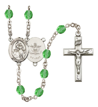 Silver-Plated 6mm Saint Joan of Arc / Army Rosary