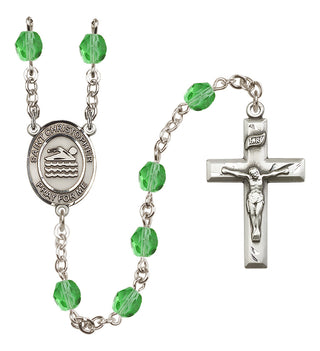 Silver-Plated 6mm Saint Christopher/Swimming Rosary
