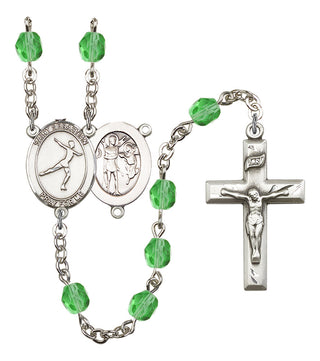 Saint Sebastian and Figure Skating Rosary with Peridot Beads