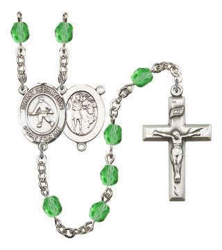 Saint Sebastian and Field Hockey Rosary with Peridot Beads