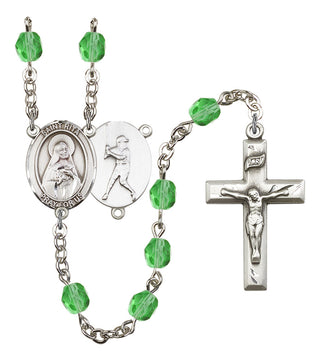 Saint Rita and Baseball Rosary with Peridot Beads