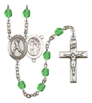 Saint Sebastian and Softball Rosary with Peridot Beads