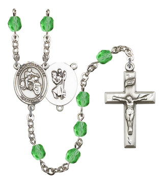 Saint Christopher and Motorcycle Rosary with Peridot Beads