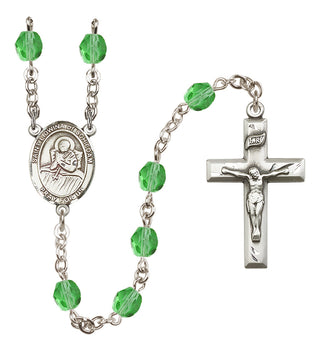 Silver Plated 6mm Fire Polished Saint Lidwina of Schiedam Rosary in Peridot