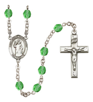 Silver Plated 6mm Fire Polished Saint John of Capistrano Rosary in Peridot