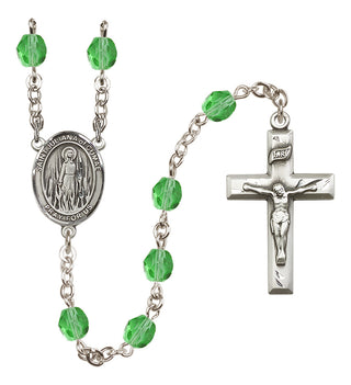Silver Plated 6mm Fire Polished Saint Juliana of Cumae Rosary in Peridot