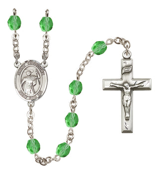 Silver-Plated 6mm Saint Theodore Stratelates  Engraved Catholic Rosaries