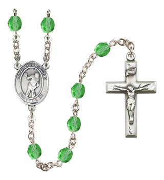 Silver-Plated 6mm Saint Christopher/Lacrosse Rosary